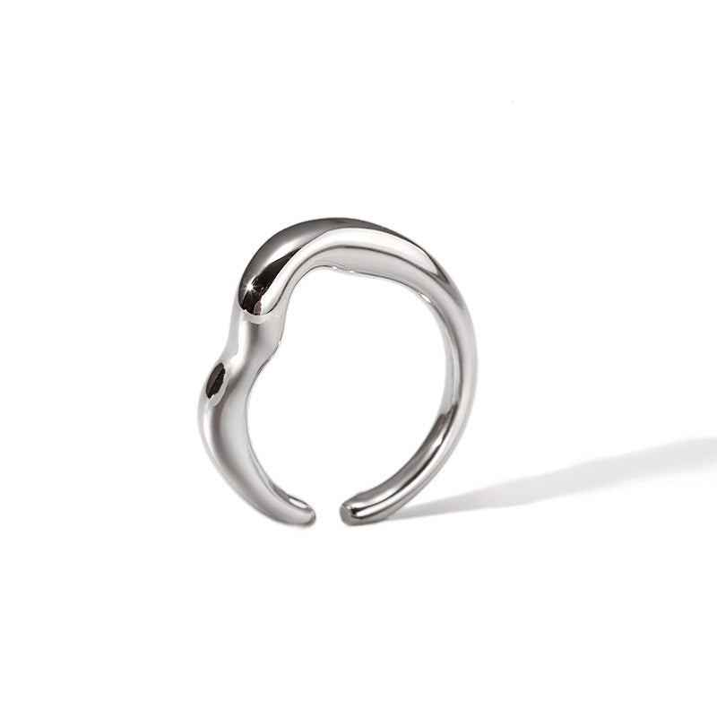 Wholesale 18k gold plated stainless steel smooth spiral pattern hammer pattern open ring