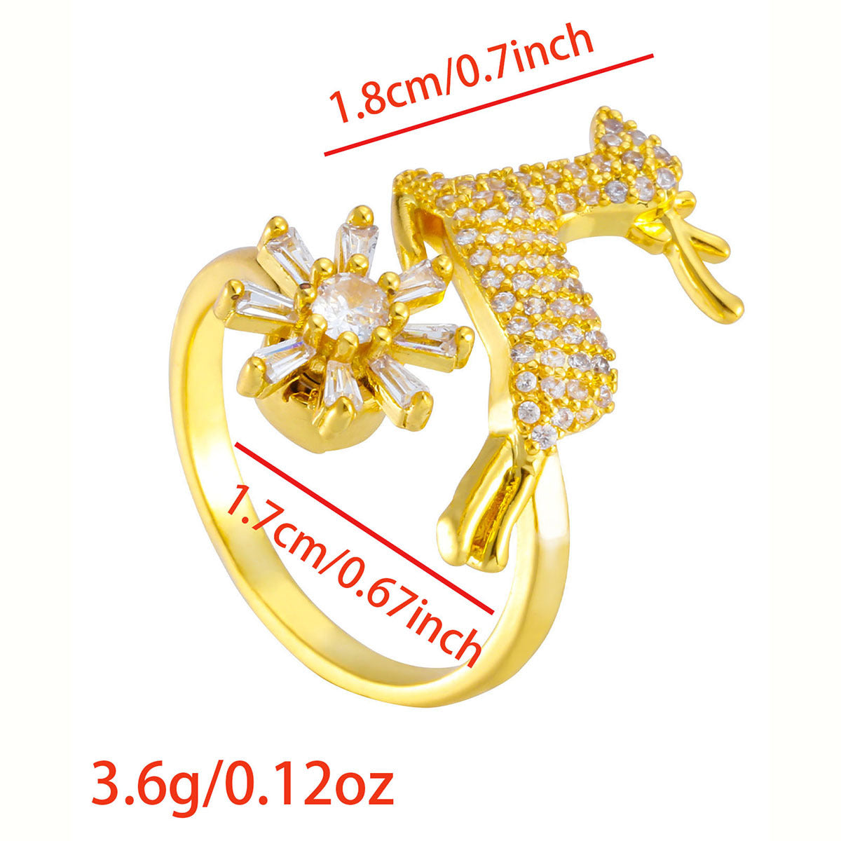 Wholesale Gold Plated Adjustable Rotating Ring Star Moon Zircon Women' s Fashion Jewelry Gift