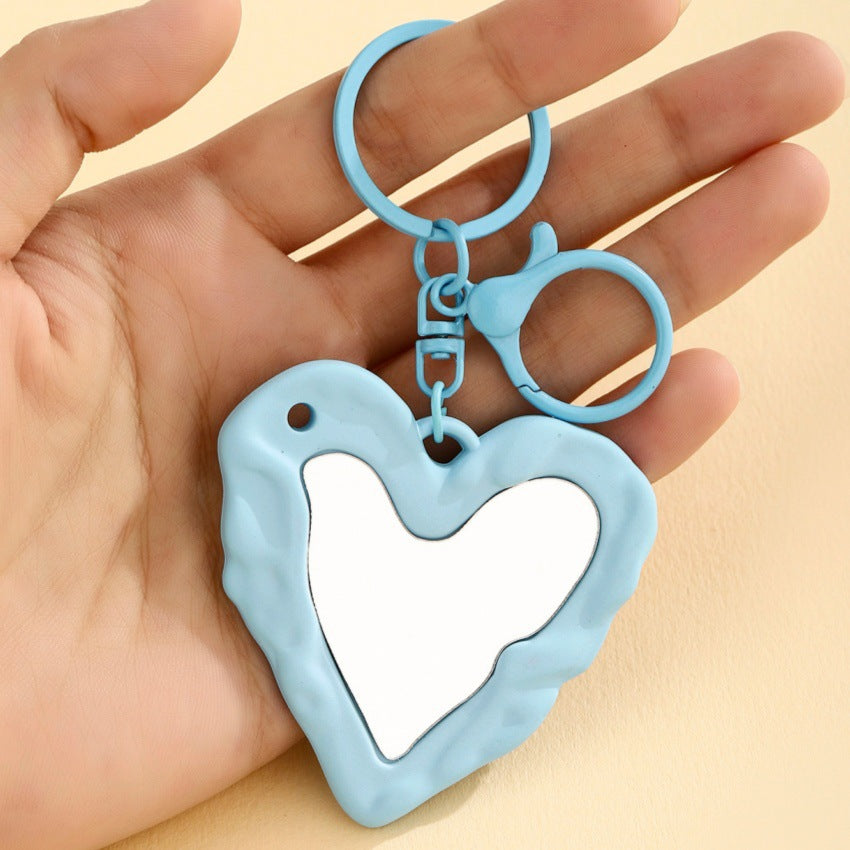 Wholesale sweet and cool acrylic heart mirror keychain pendant