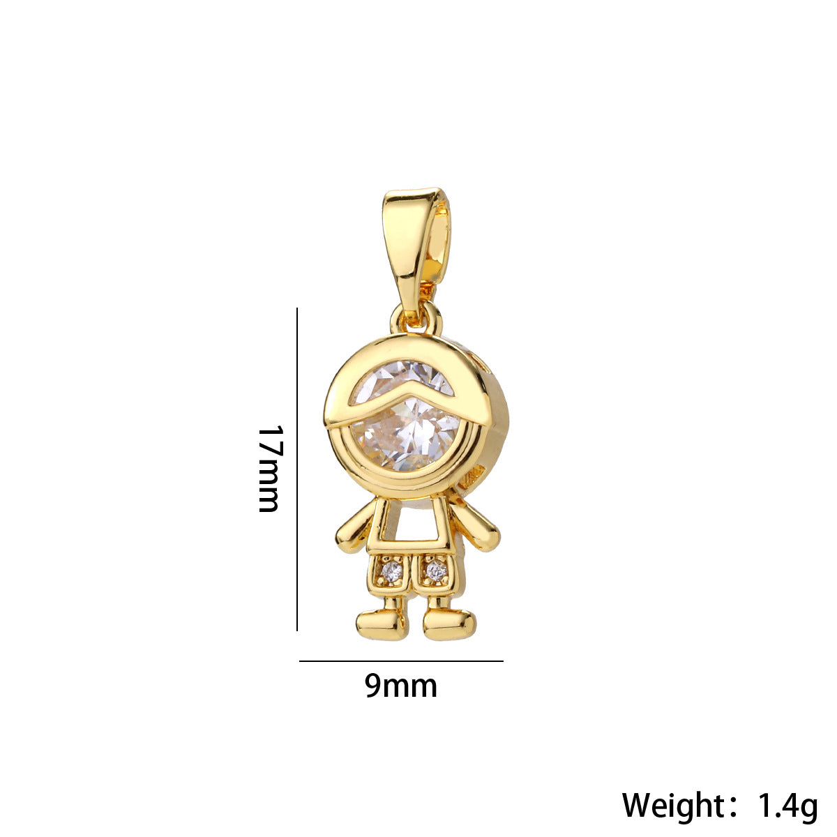 Wholesale Cute Love Heart Girl Pendant Gold Plated Brass Zircon Chic Necklace Accessory For Women