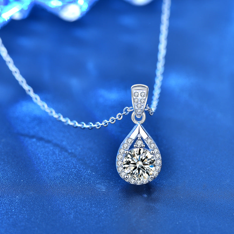 Wholesale Moissanite 925 Sterling Silver Water Drop Necklace