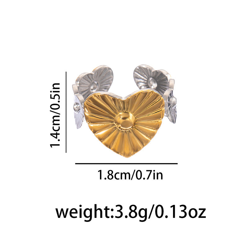 Wholesale Titanium Steel Open Ring Retro Palace Style Fashion Vacation Jewelry Accessory