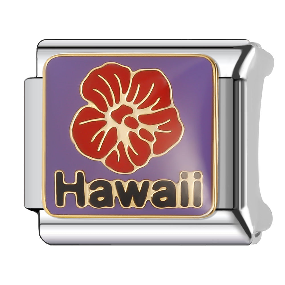 Wholesale Italian Charm Bracelet 9mm DIY Splicing Plant and Flower Series Stainless Steel Composable Bracelet