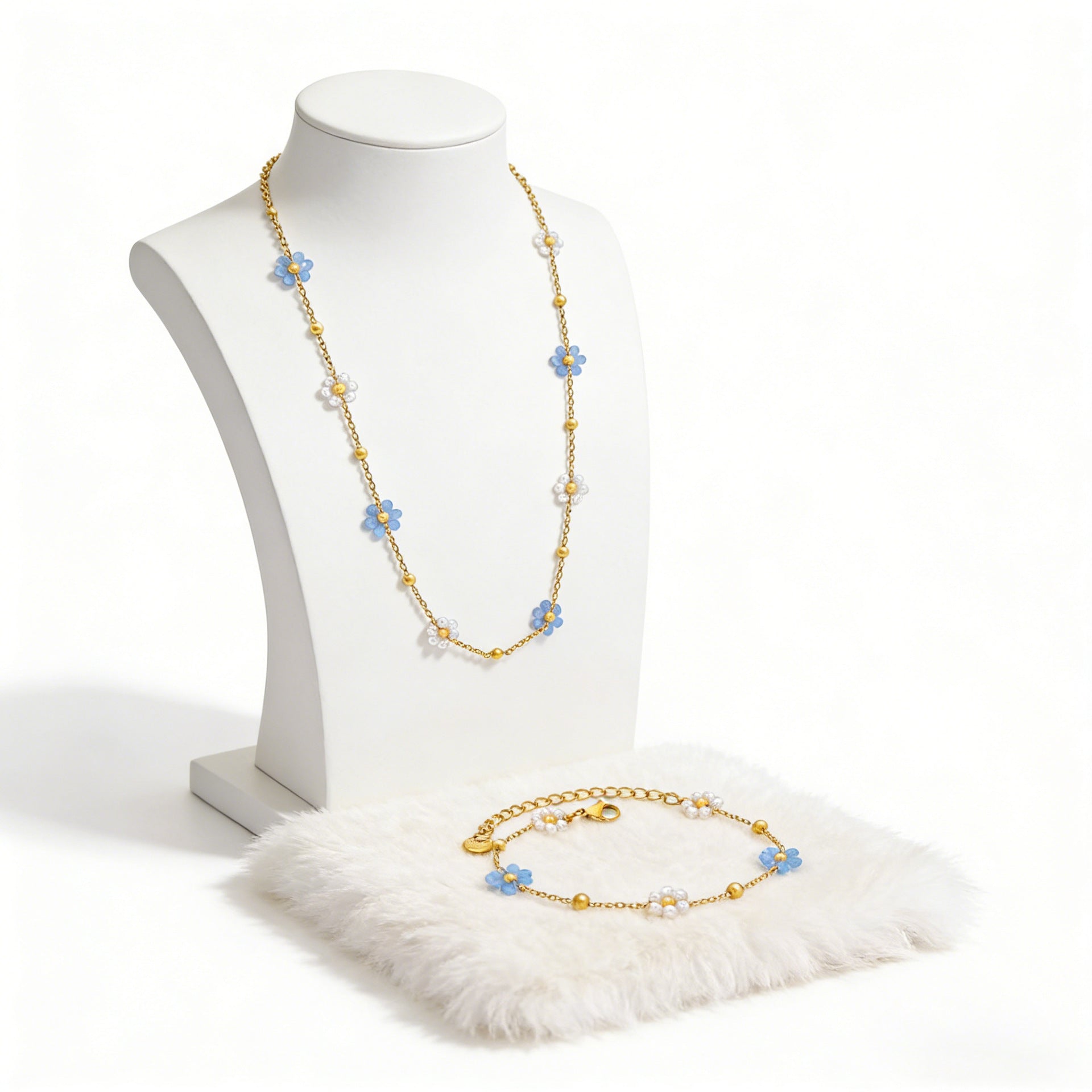 Wholesale Stainless Steel Colorful Pearl and Flower Clavicle Necklace