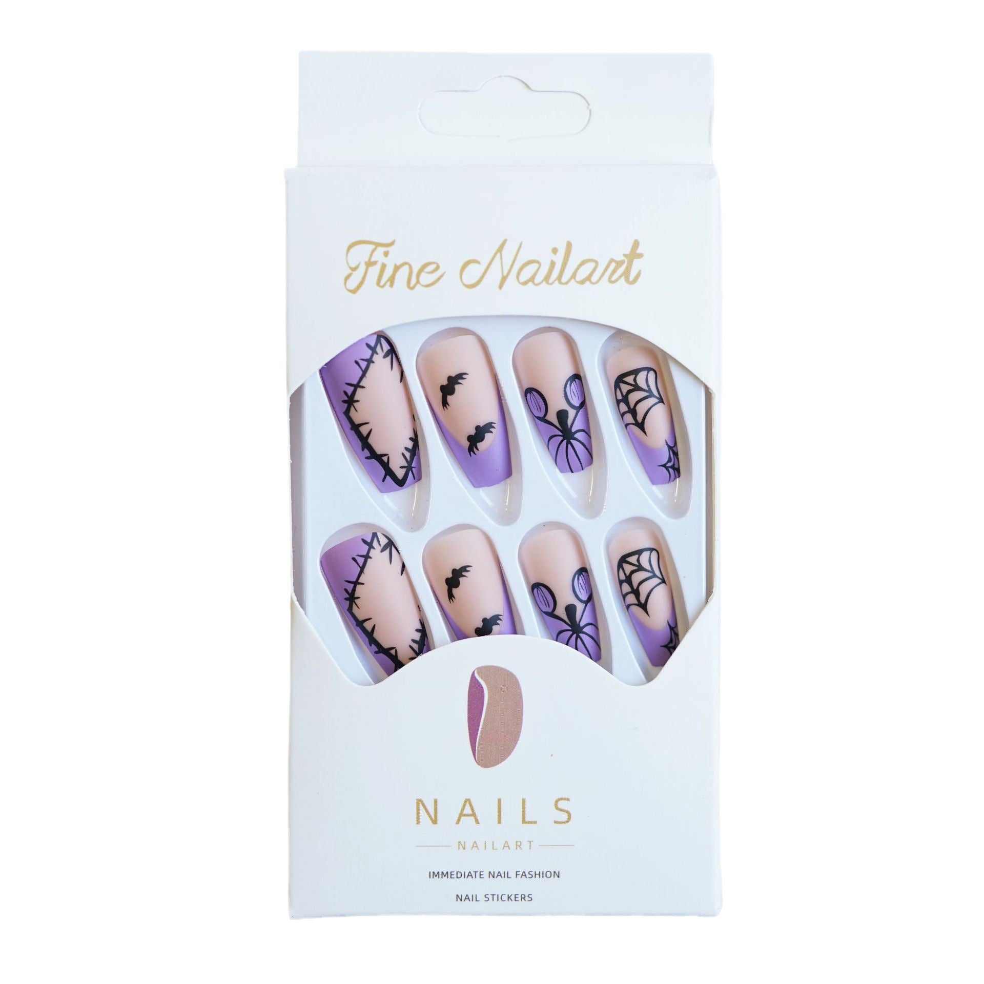 Wholesale 24 Pieces/ box  Purple  Web Nails Kits Nail Stickers