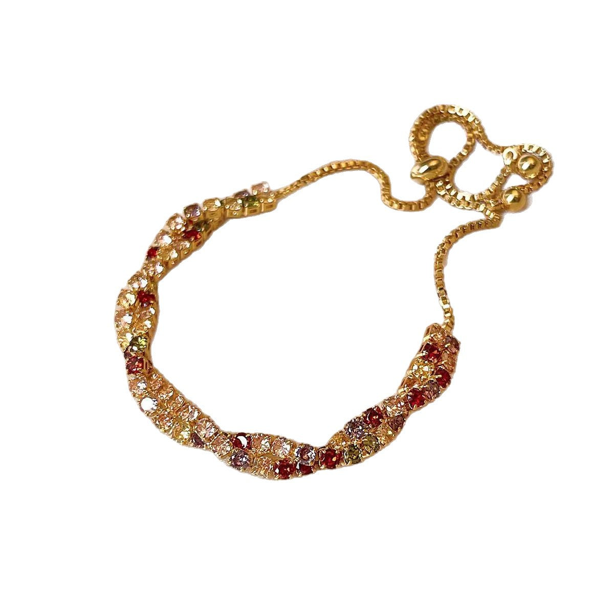 Wholesale Chic Adjustable Zircon Bracelet - Unisex Colorful Electroplated,  Boutique Resale