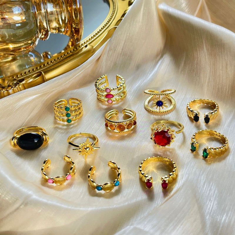 Wholesale Vintage 18k Gold Ring with Adjustable Opening Adjustable Rings Gold Plated Rings ACC-RS-YaoFeng002