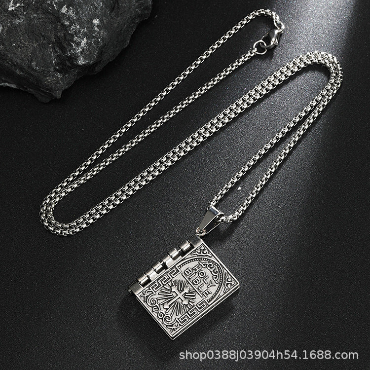 Wholesale Titanium Steel  vintage gurus pendant  creative personality fashion religious books necklace