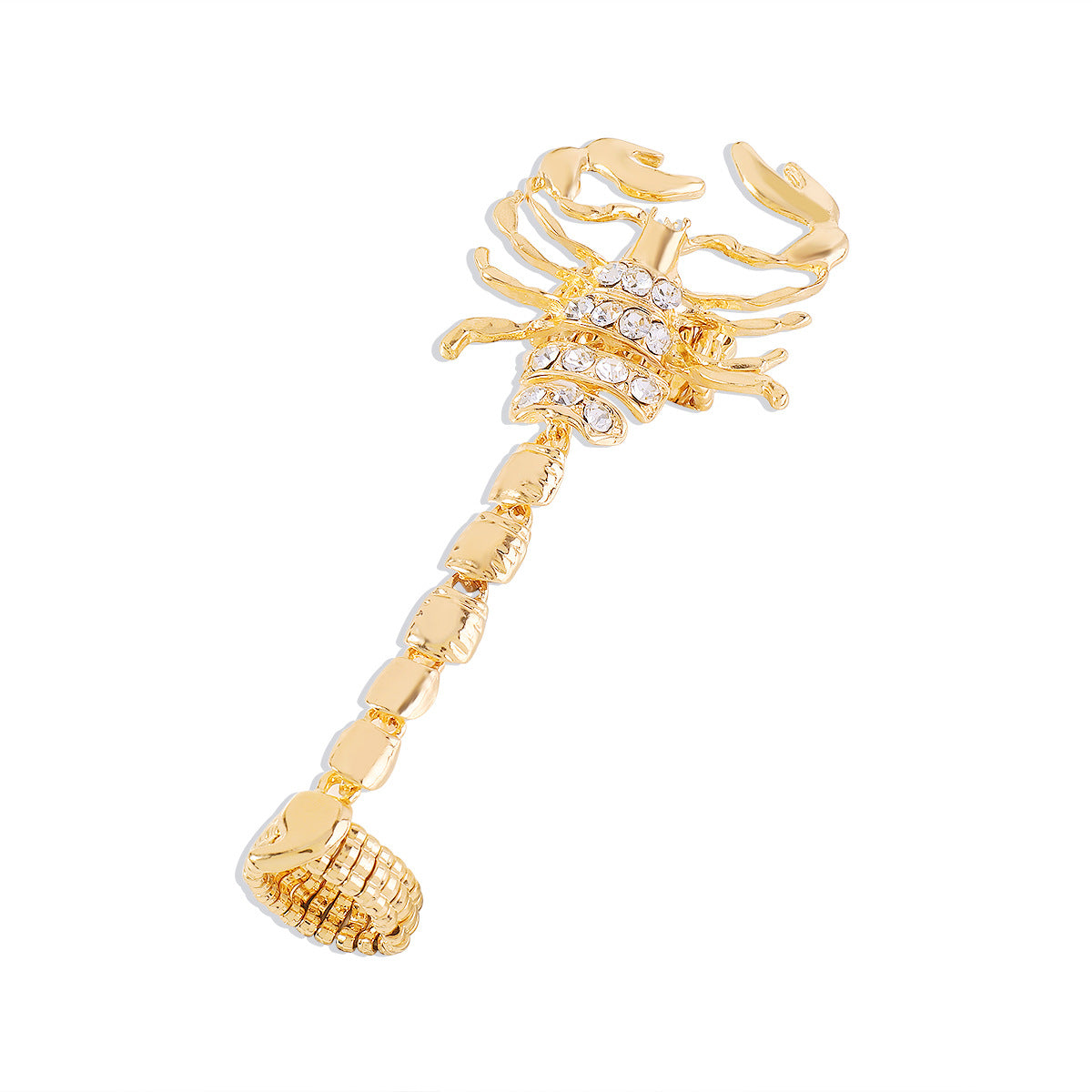 Wholesale  exaggerated Diamond-embedded scorpion chain ring