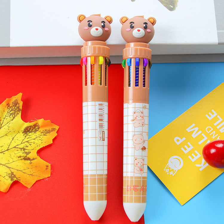 Wholesale Creative Bear Press ten color ballpoint pen