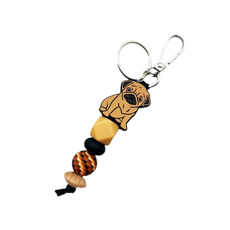 Wholesale Cute Puppy Silicone Beaded Keychain ACC-KC-JiuYa002