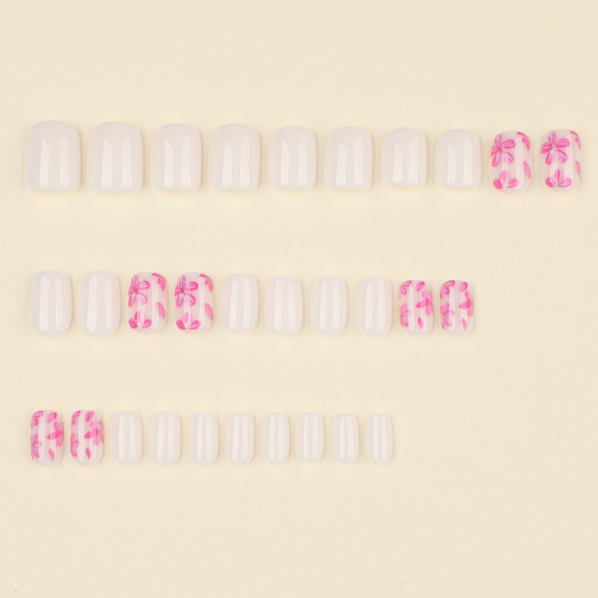 Wholesale 24 Pieces/box Pink Flowers Nails Kits Nail Stickers