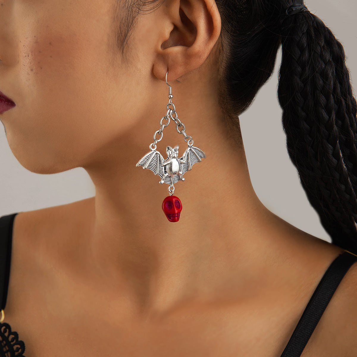 Wholesale Alloy  Funny Fun Skull Pendant Earrings