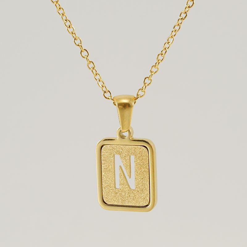 Wholesale 18K stainless steel hollow 26 English letter necklace
