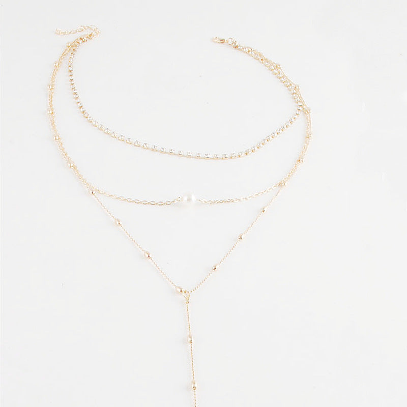 Wholesale  multi-layer Pearl tassel necklace