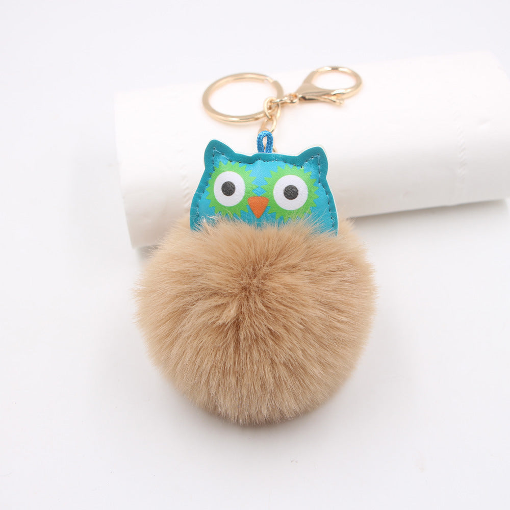 Wholesale Cute Fur Ball Owl Plush Pendant Keychains  ACC-KC-Zuge003
