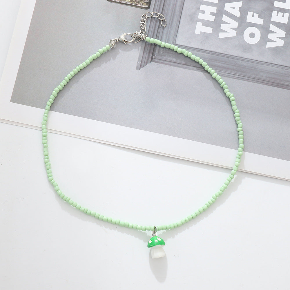 Wholesale Color Female Color Mushroom Beaded Necklace