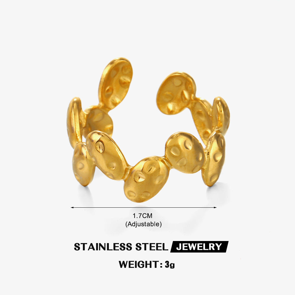 Wholesale Stainless Steel Love Heart 18K Gold Plated Open Adjustable Ring