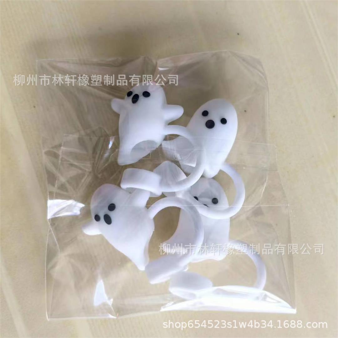 Wholesale  10mm Halloween Creative Cartoon Sports PVC Soft Straw Tube Cap