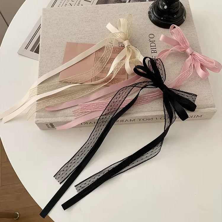 Wholesale  Bow Hairpin  Cute Pink Lace Ribbon Hairpin