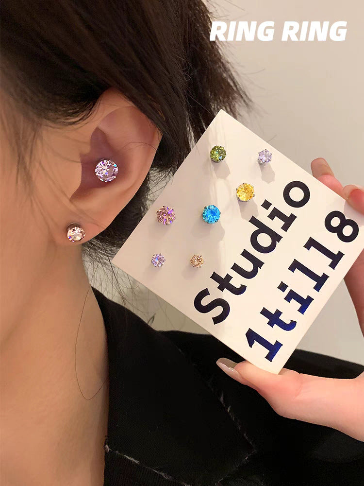 Wholesale Magnetic Cochlear Studs Zircon Titanium Steel Earrings Ear Bone Clips ACC-ES-Qiuy005