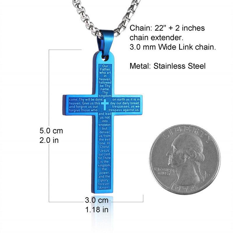 Wholesale Stainless Steel Cross Scripture Necklace
