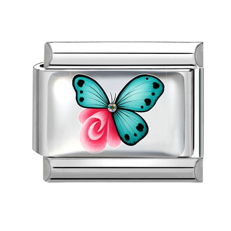 Wholesale Stainless Steel Heart Butterfly Fruit DIY Bracelet Charm,  Sweet Style Jewelry Accessory for Craft Supply