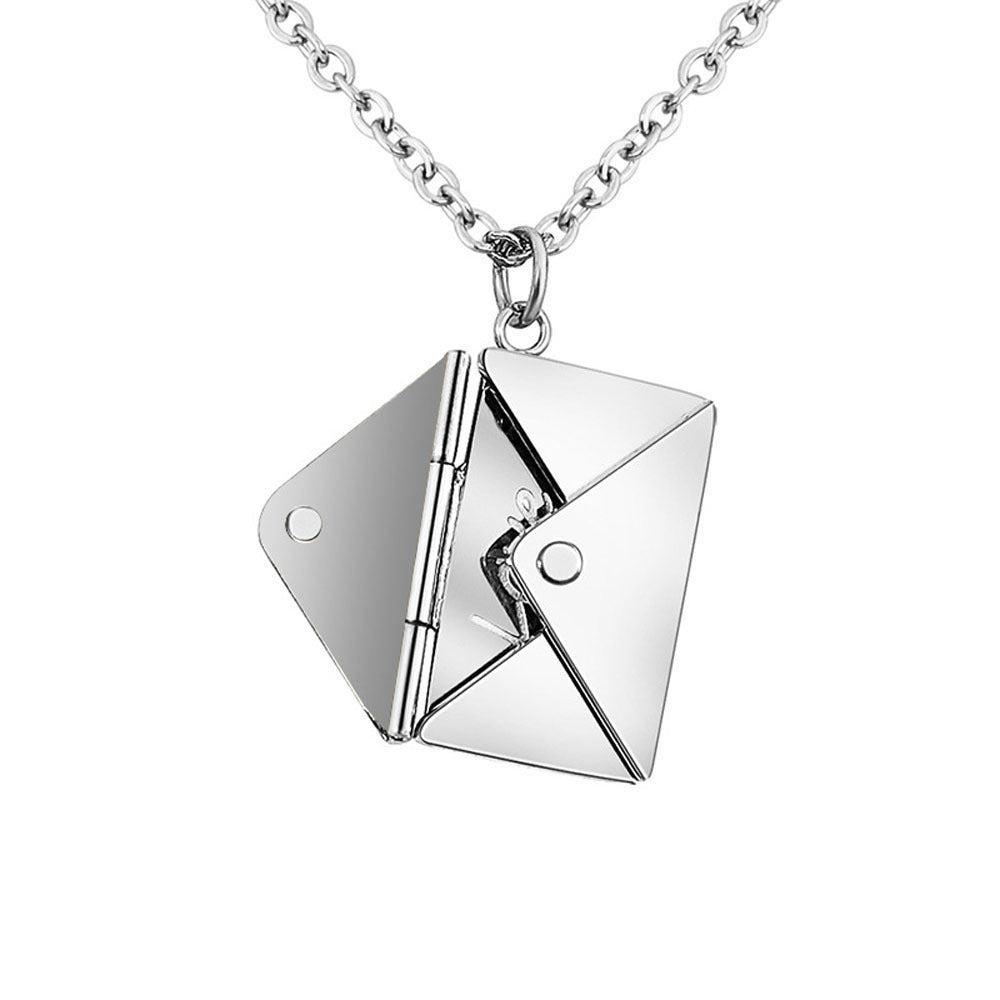 Wholesale Valentine's Day Gift Envelope Openable Love You Stainless Steel Necklace