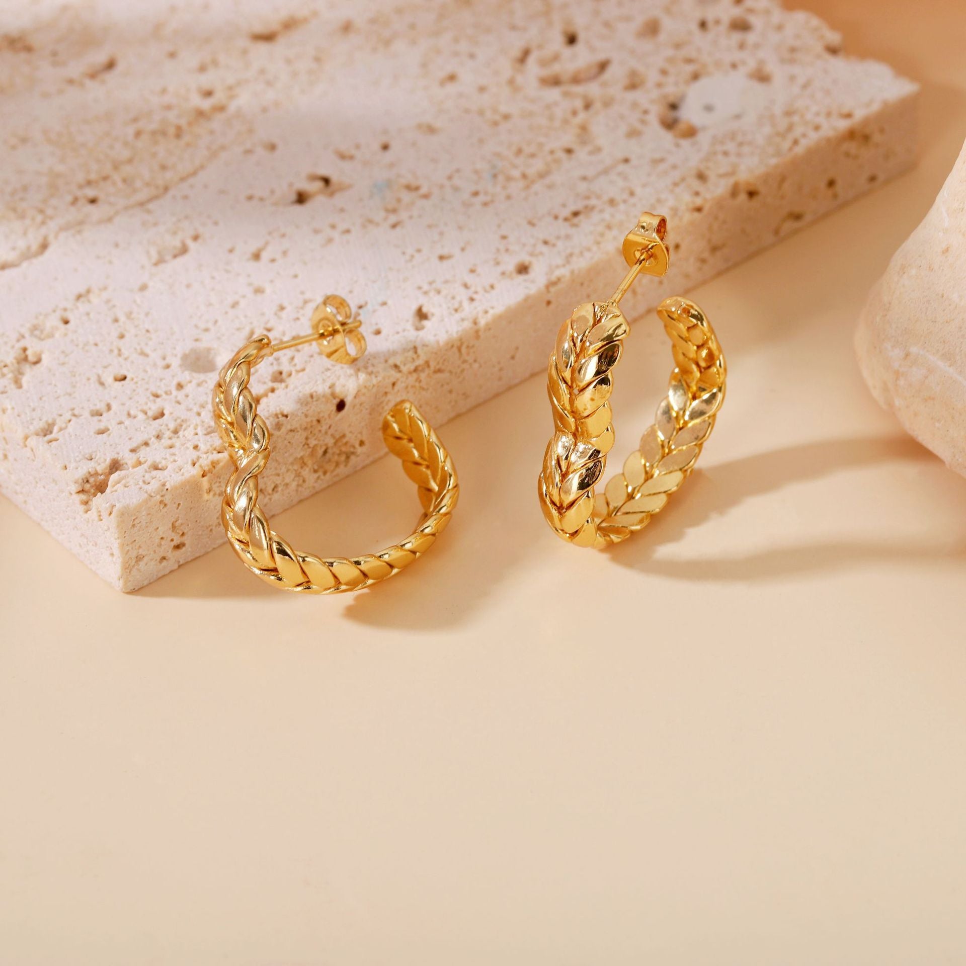 Wholesale Titanium Steel Wheat Ear Earrings