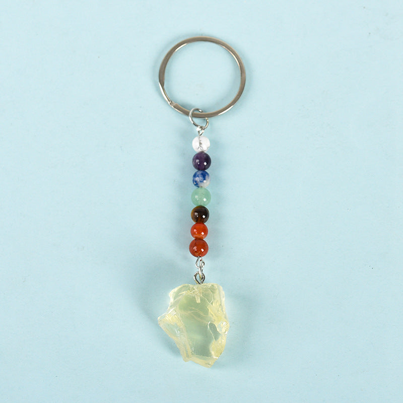 Wholesale Natural Crystal Colorful Rough Stone Keychain ACC-KC-ZhiSF001