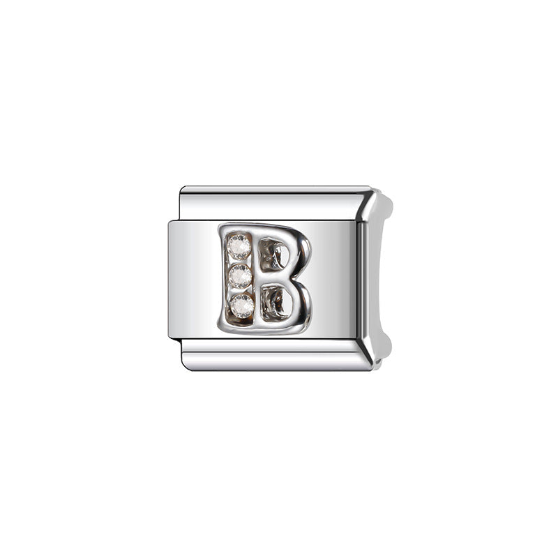 Wholesale Italian Charm Bracelet 9mm DIY Splicing Silver Letters Stainless Steel Composable Bracelet