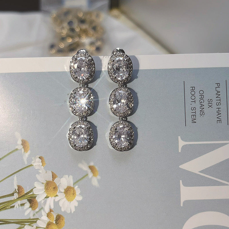 Wholesale light luxury egg-shaped earrings bracelet necklace