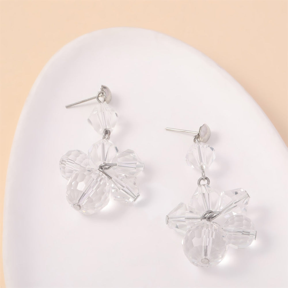 Wholesale Exaggerated Acrylic  Crystal Retro Flower Pendant Earrings