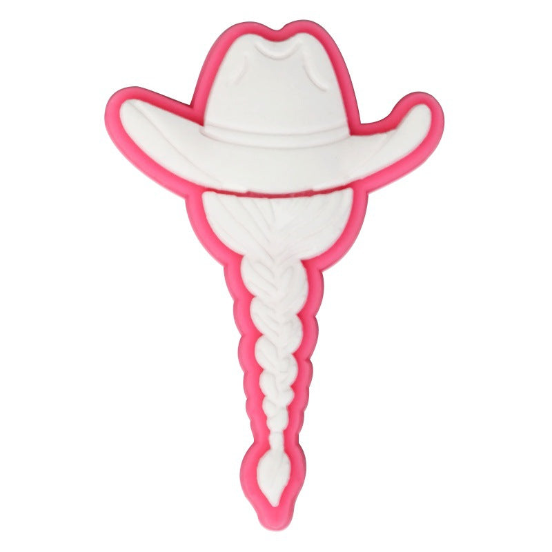 Wholesale Chic Pink Cowgirl Shoe Charms PVC Soft Rubber DIY Garden Shoe Decor