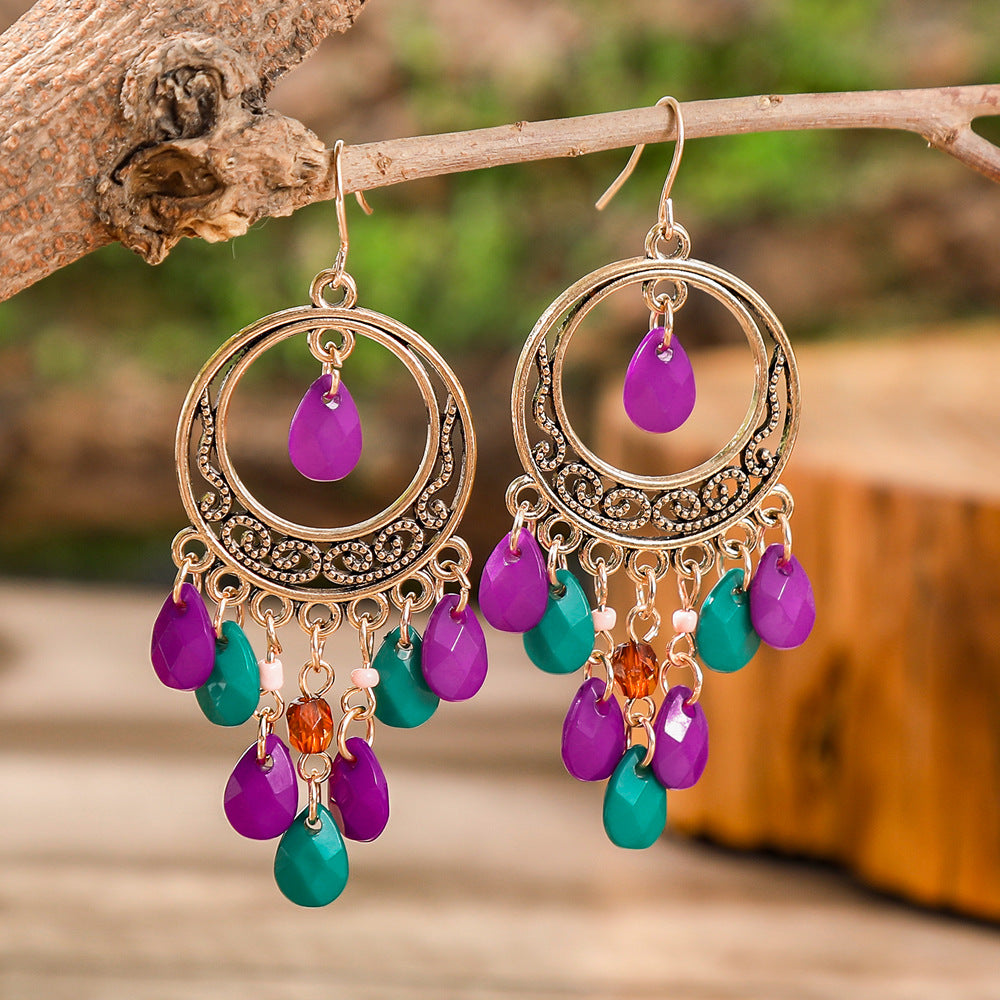 Wholesale Ethnic Style Colorful Tassel Earrings Zinc Alloy Fashion Accessory