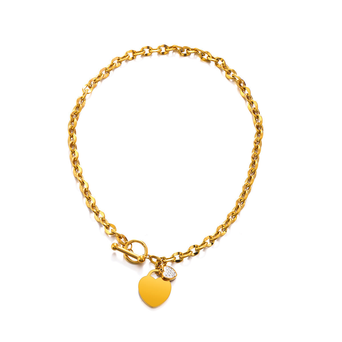 Wholesale stainless steel simple heart jewelry bracelet necklaces set