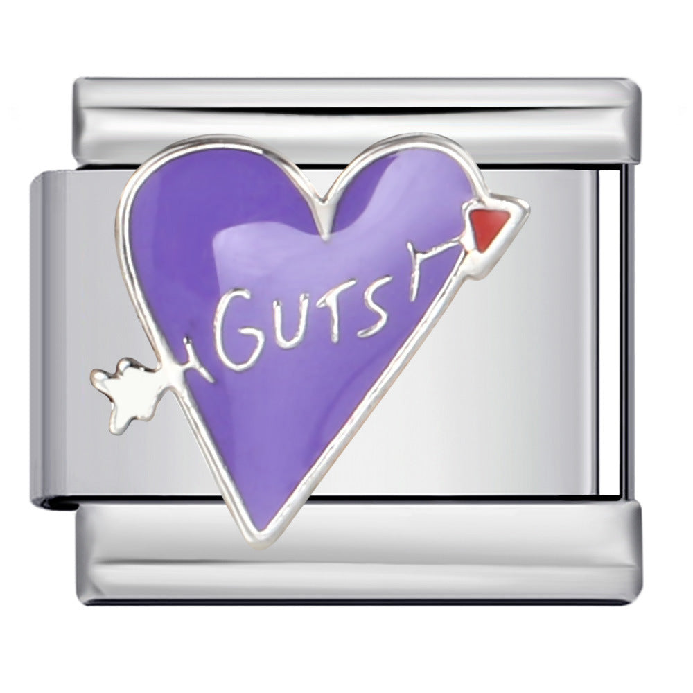 Wholesale Italian Charm Bracelet 9mm DIY Splicing Removable Colored Heart Stainless Steel Composable Bracelet