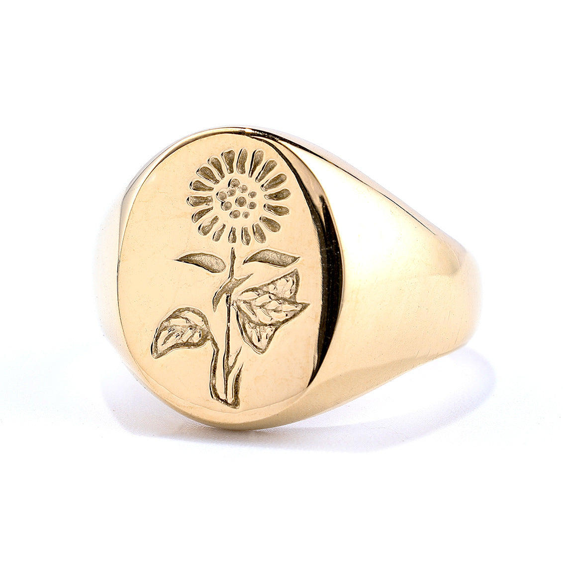 Wholesale Titanium Steel Sunflower Smooth Unisex Ring Stainless Steel ACC-RS-Moer002