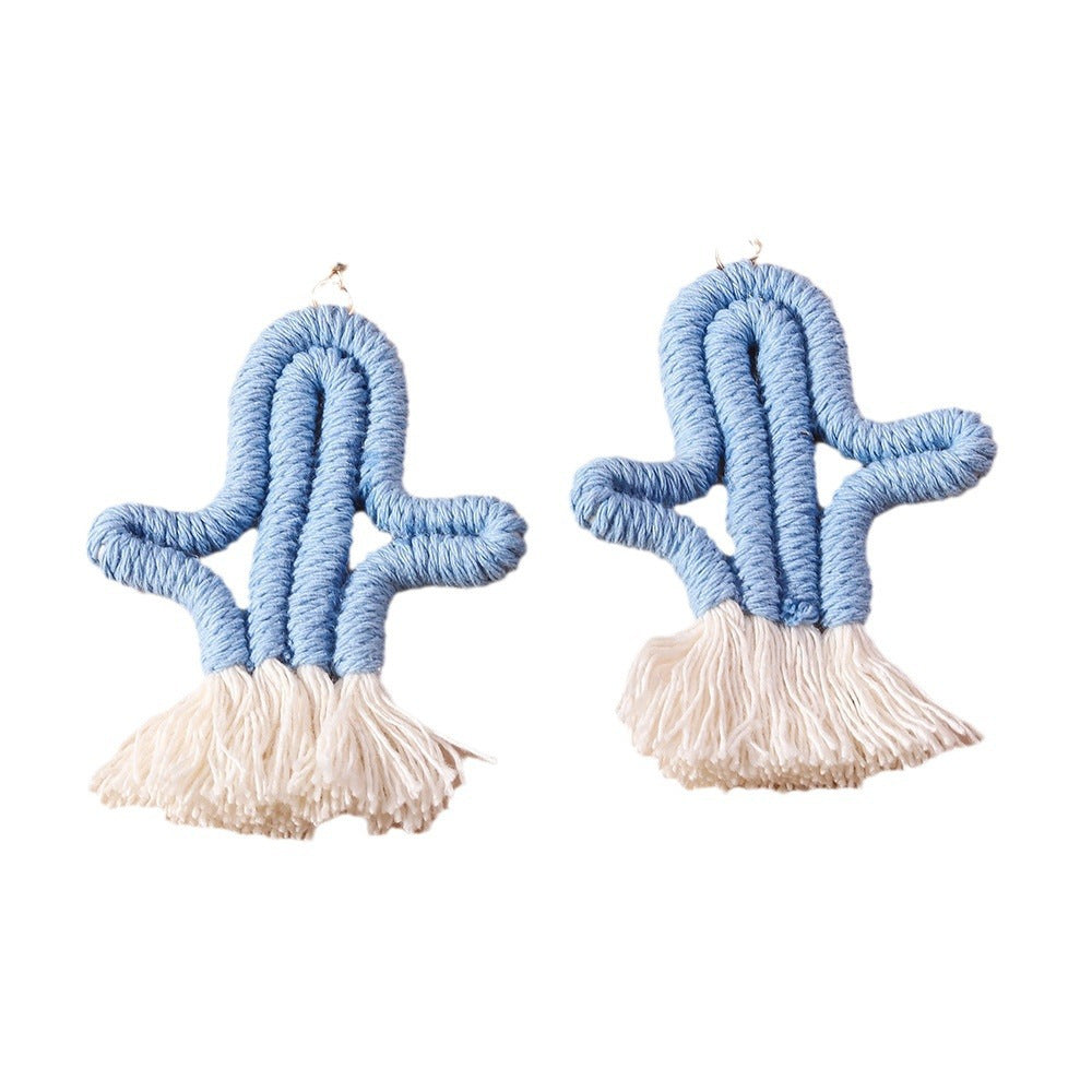 Wholesale Plush Succulent Earrings Wool Cactus Earrings