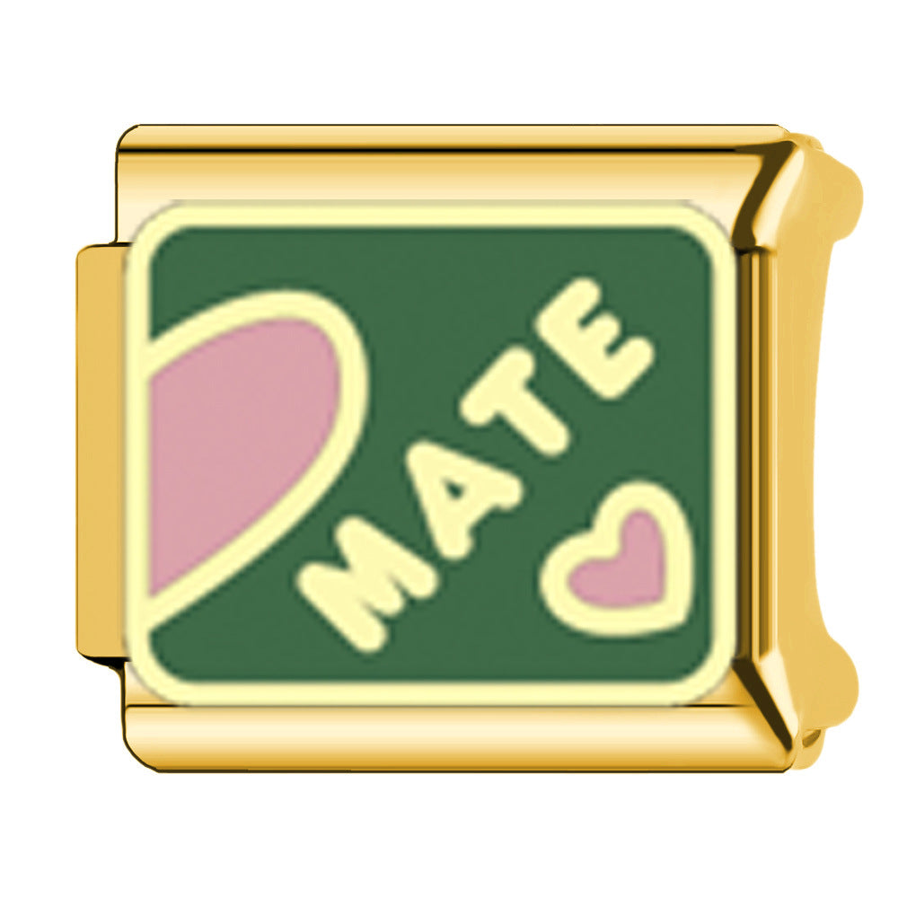 Wholesale   Italian Charm Bracelet 9mm DIY Heart-Shaped Welded Creative Stainless Steel Composable Bracelet