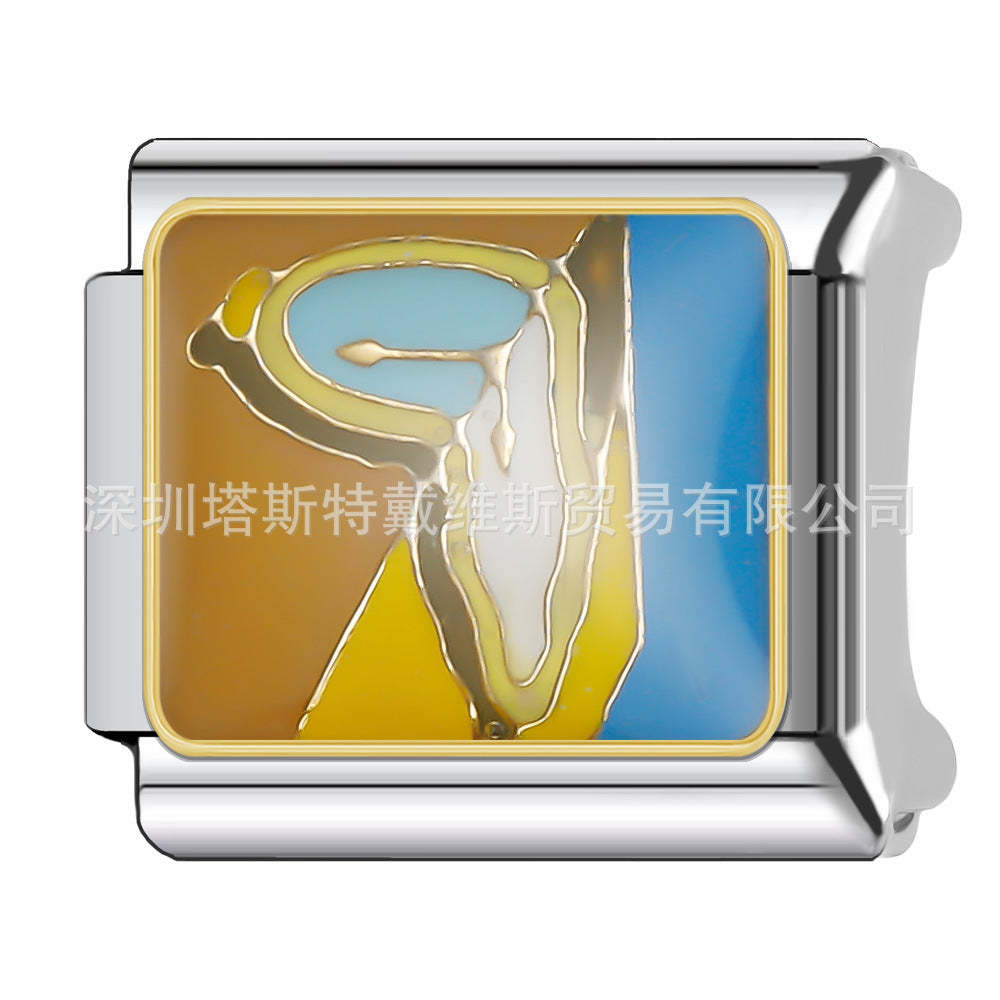 Wholesale 9mm Italian Charm Starter Bracelets DIY square Single Section Creative Stainless Steel Composable Bracelet