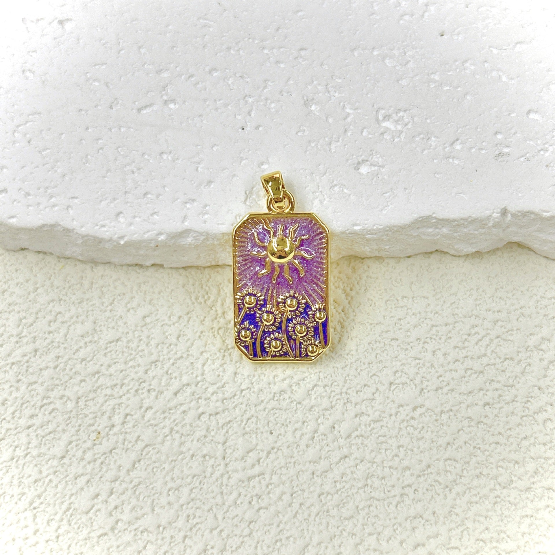 Wholesale 2pcs Oil Drop Tarot Sun Star Moon Pendant Copper All-match Necklace DIY Pendant Accessories