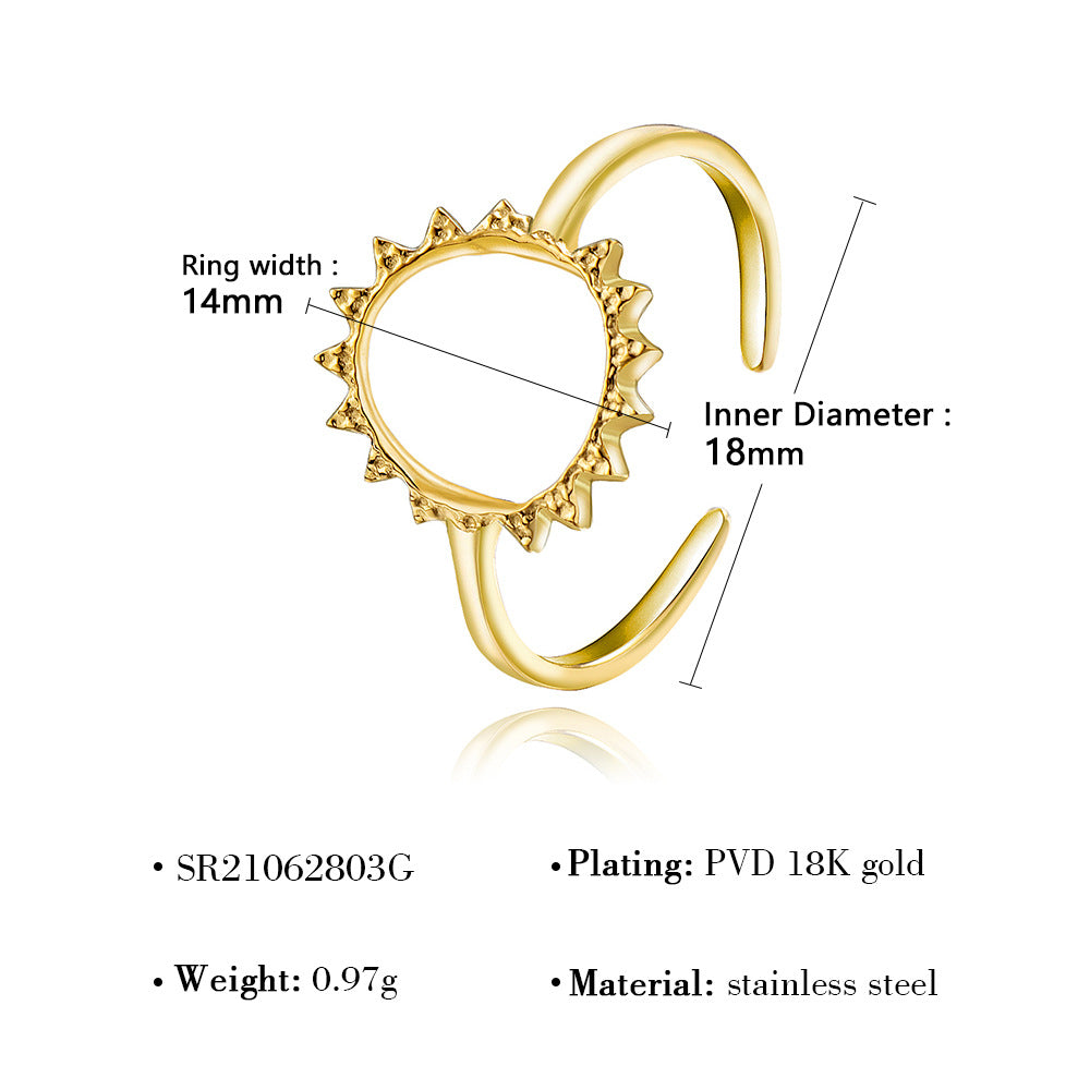 Wholesale  Titanium Steel Geometric Hollow Overlapping Ring