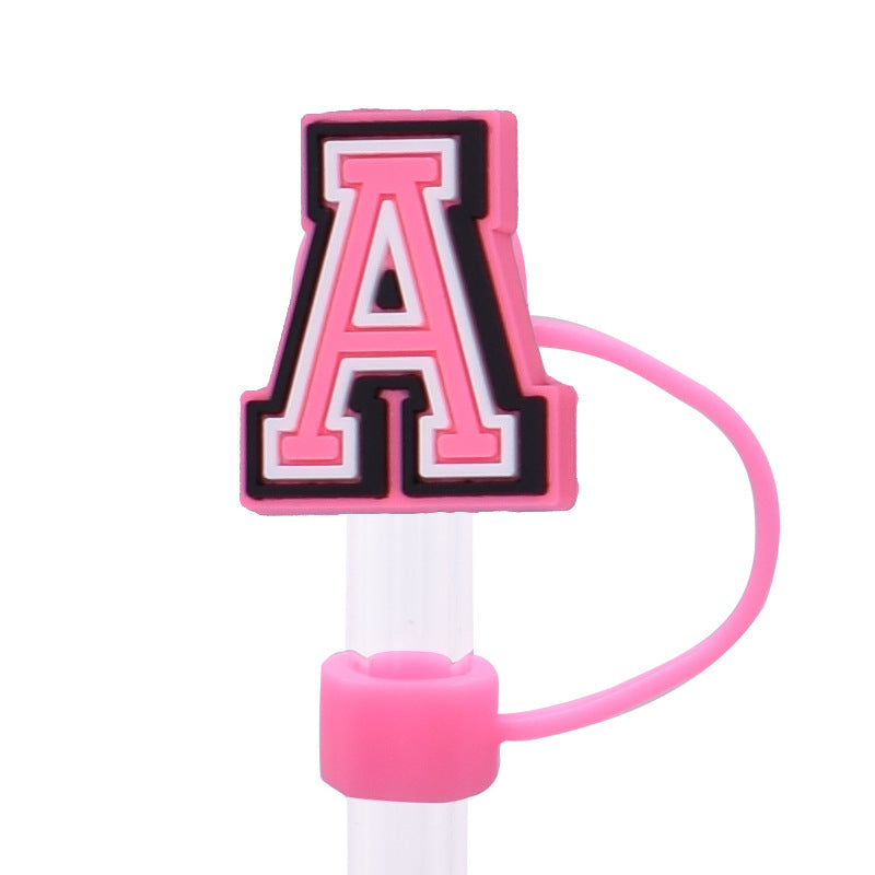 Wholesale Random 100pcs Pink letter cartoon Straw Cover Straw Tube Cap