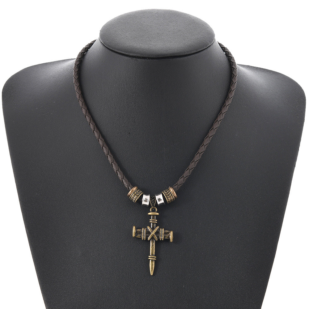 Wholesale Beaded Cross Wax Cord Necklace