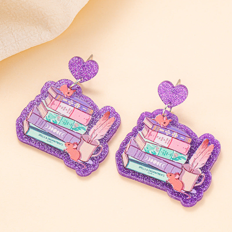 Wholesale Back To School Season Student Book Earrings Acrylic Earrings ACC-ES-Jiay007