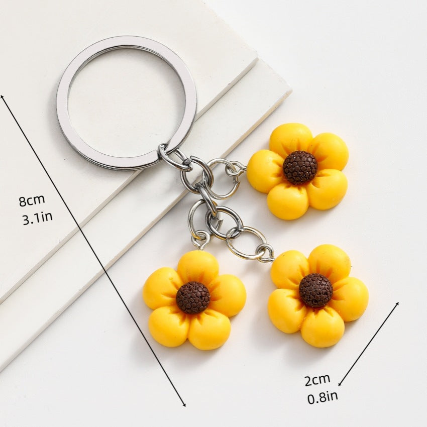 Wholesale DIY Candy Color Five Petal Flower Keychains ACC-KC-RongRui007