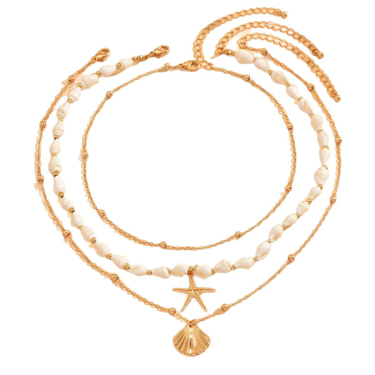 Wholesale ocean resort style starfish and scallop shell pendant necklace