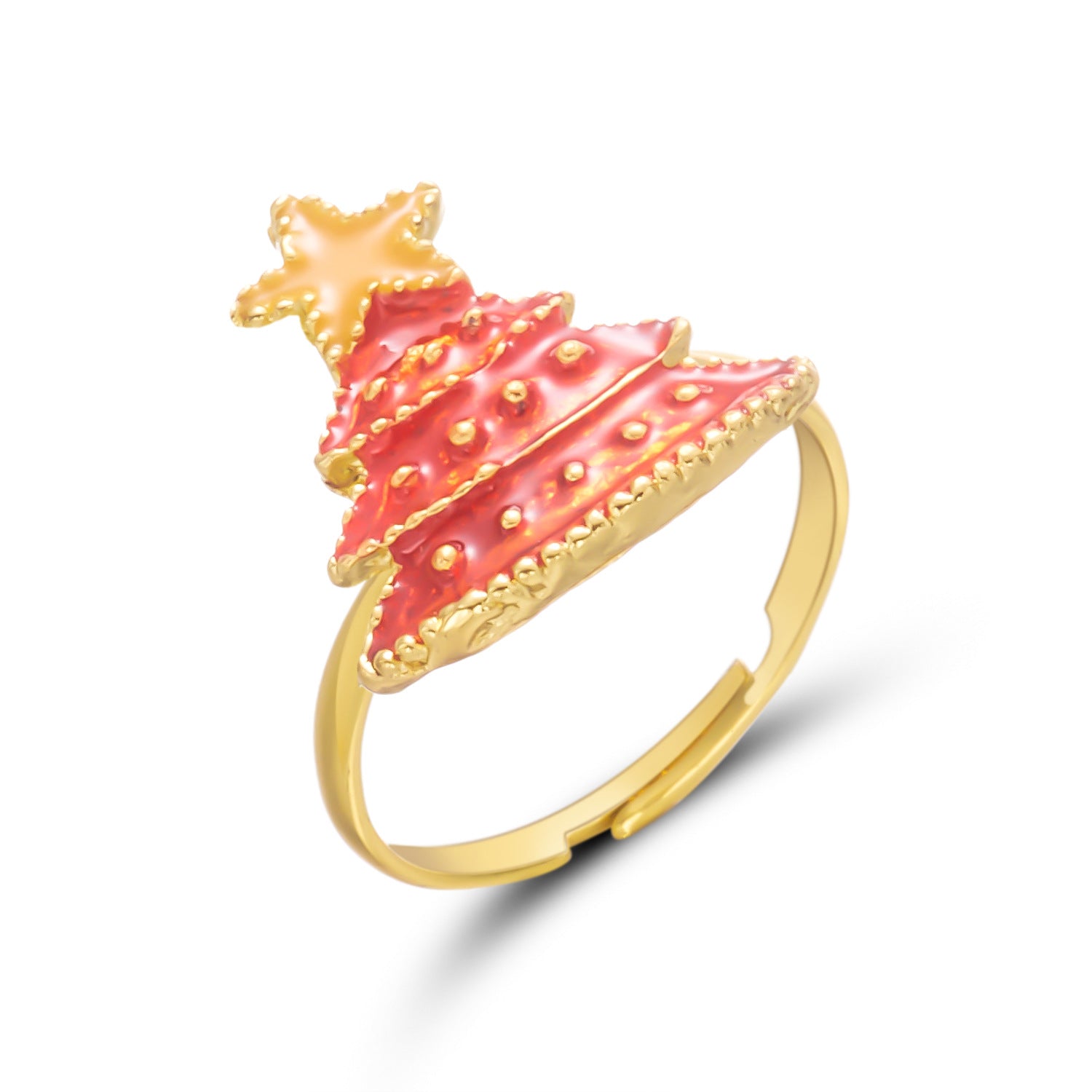 Wholesale Christmas tree  creative rhinestone painting oil ring