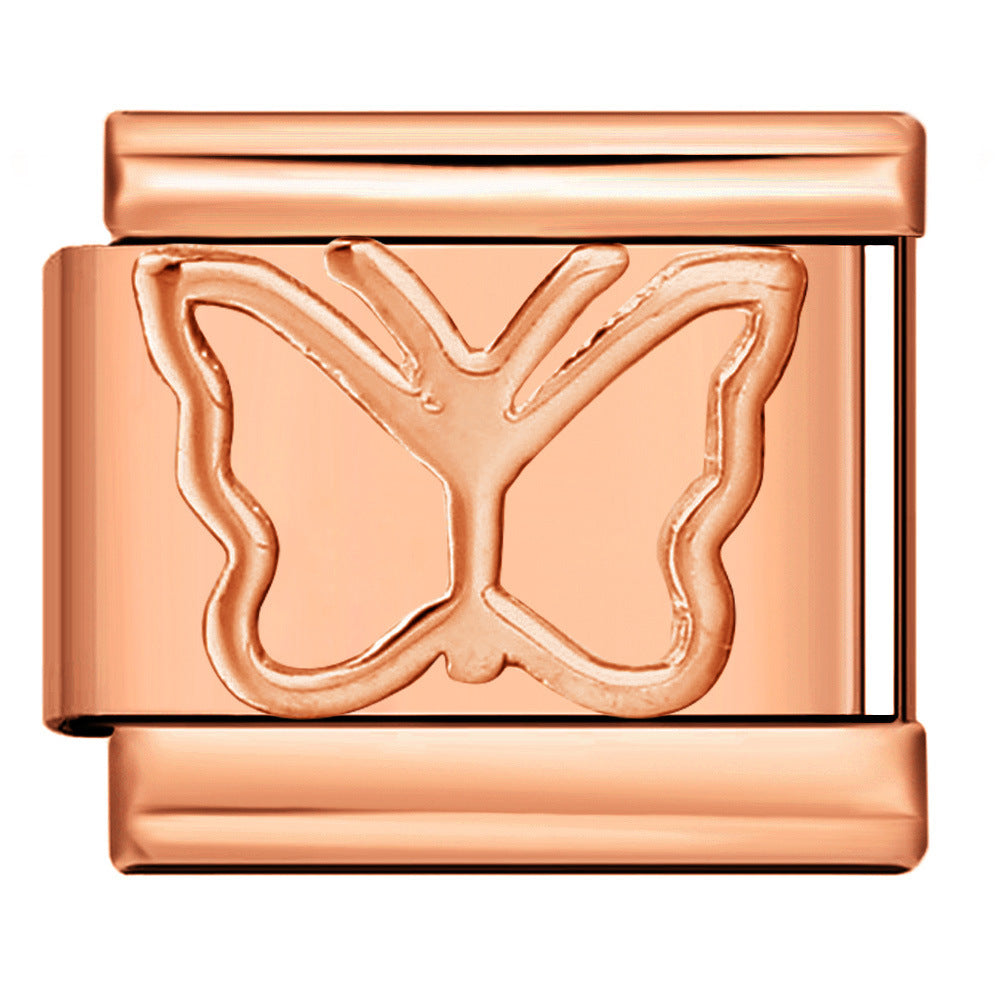 Wholesale Italian Charm Bracelet 9mm DIY Splicing Rose Gold Series Stainless Steel Composable Bracelet